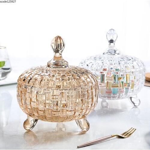 Modern Transparent Glass Sugar Candy Jar with Lid Large-capacity Jewelry and Cosmetics Storage Box Home Dried Snack Storage Jar