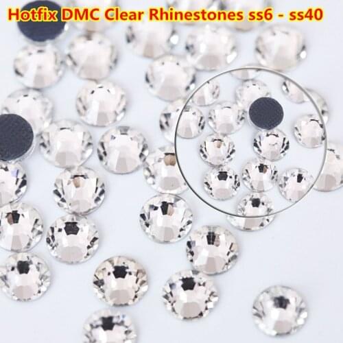 SS6~SS40 Clear Crystal DMC HotFix Rhinestone Flatback Glass Hot Fix Rhinestones Iron on Stone For Clothing Nail Art Decoration