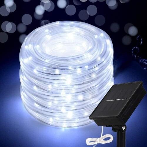 Solar Powered Led Rope String Lights Outdoor Waterproof 8 Modes Fairy Lights Garden Street Garland For Christmas Yard Decoration