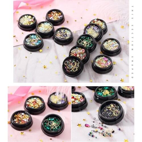 Boxed Mixed Color Chameleon Stone Nail Rhinestone Small Irregular Beads 3D Nail Art Decoration Box Accessories Glue Jewelry