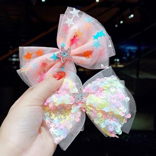 Three-piece childrens bow hairpin small organza princess baby super fairy headdress bangs clip top clip hairpin hair accessorie