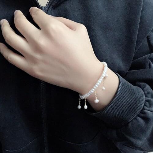 4-5mm Mini Natural Freshwater Pearls Bracelet Women,Beautiful White Round Cute Small Pearl Bracelet Fine Jewelry