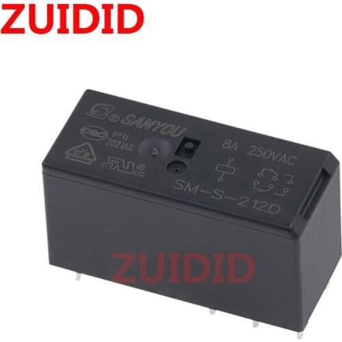 1PCS 5PCS SM-S-212D Relay 12V 8-pin 2-group conversion 8A 250V HF115F 012-2ZS4