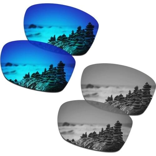 SmartVLT 2 Pairs Polarized Sunglasses Replacement Lenses for Oakley Jupiter Squared Ice Blue and Silver Titanium