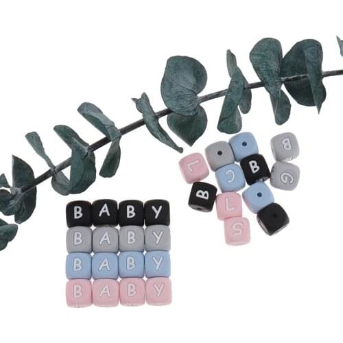 300pcs Letters Silicone Beads SafeSilicone Teether Creative Holder For Dummy Baby Teething Necklace Bead Alphabet BPA Free