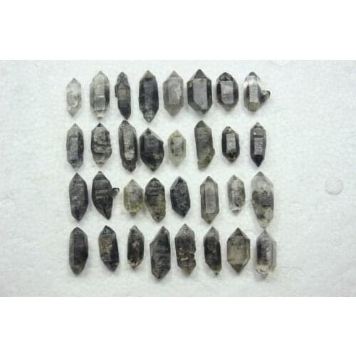 32 NATURAL Tibetan BLACk Phantom Crystal QUARTZ Double Terminating Specimen