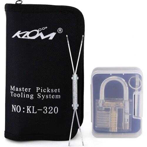 32pcs Klom Locksmith Tools with Transparent Practice Lock,Green Handle,Locksmith Supplier Pick Set
