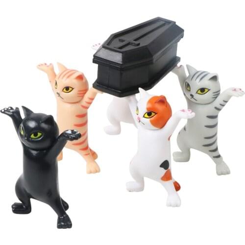5style/lot Cat with Coffin Dance Figure Action Funeral Dancing Team Display Funny Toys PVC Model Collection Toys Finished Goods