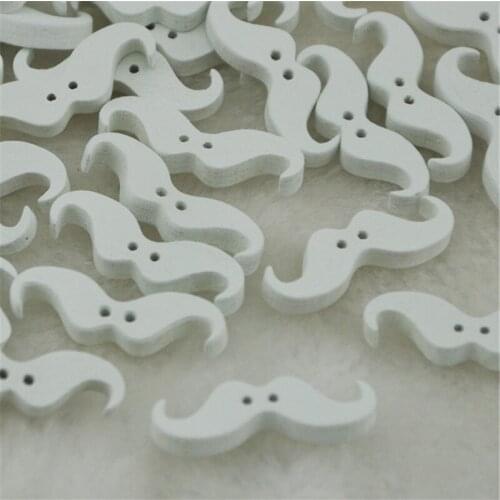 50pcs White Color Cute Mustache Wood Buttons Sewing Mix Lots WB75