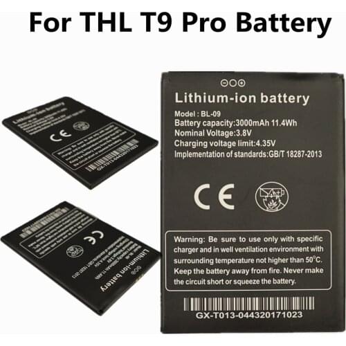 3000mAh BL-09 Replacement Battery For THL T9 Pro High Quality Batterie Bateria Batterij