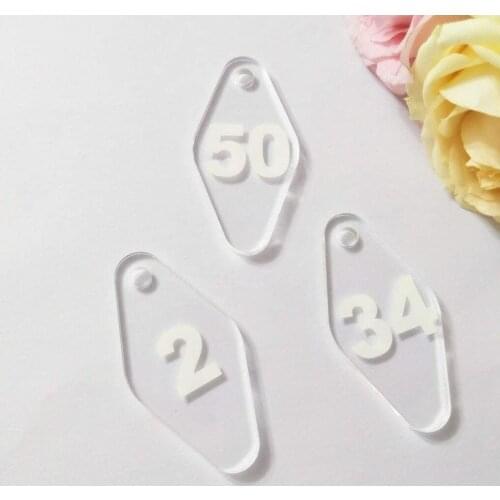 Acrylic Numbered Key Fobs, Acrylic Key Tags Accessory, Acrylic Number Sign for DIY,Hotel, Home, Locker Room, Club and School