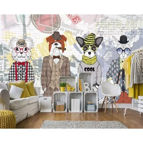 Beibehang Customized 3d wallpaper Hand Painted animal puppy clothing store background wall decorative 3d wallpaper painting