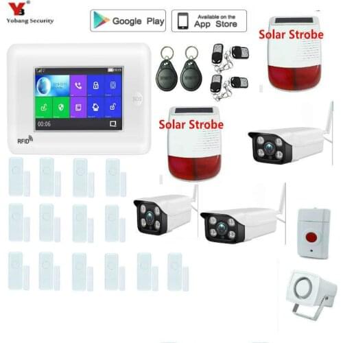 WIRELESS HOME SECURITY ALARMS 4.3"LCD 3G SMS Alert Full Touch Screen Voice ALARM SYSTEM SECURITY HOME IOS Android APP