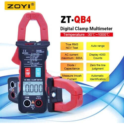 ZOYI Digital Clamp Meter 4000 Counts AUTO DC/AC Voltage AC Current Clamp Analog Multimeter True Rms pinza amperimetrica