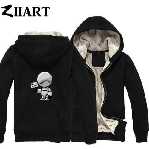 Marvin Depressive Robot I'M SO HAPPY Hitchhikers Guide to the Galaxy Woman Full Zip Autumn Winter Plus Velvet Parkas ZIIART