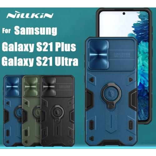 For Samsung Galaxy S21+ Plus Ultra 5G Case NILLKIN CamShield Armor Metal Camera Protect Privacy Ring kickstand Back Cover