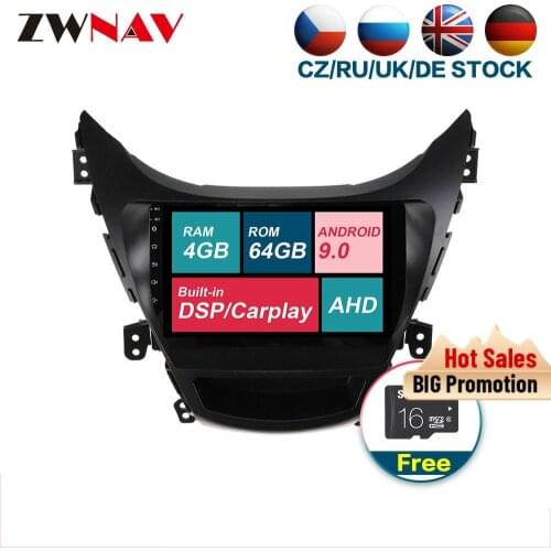 DSP carplay 4G+64G Android 9.0 Car Multimedia player unit For Hyundai Elantra 2010-2013 Radio Audio stereo free map touch screen