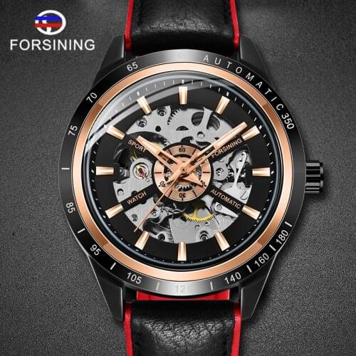 FORSINING Top Design Genuine Leather Business Watch Wristwatch For Men Stainless Steel Luxury Series Mens Watch Fashion Style