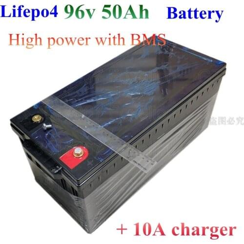 GTK high voltage 96v 50Ah lifepo4 96V lithium for 5000w solar system RV EV HEV backup power supply motor home + 10A charger