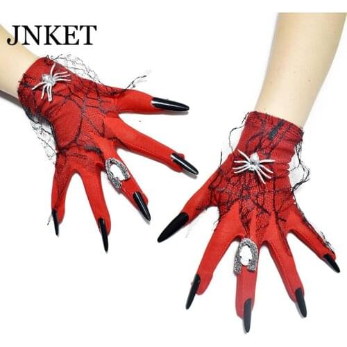 JNKET New Halloween Gloves Horror Witch Gloves Skull Gloves Cosplay Gloves