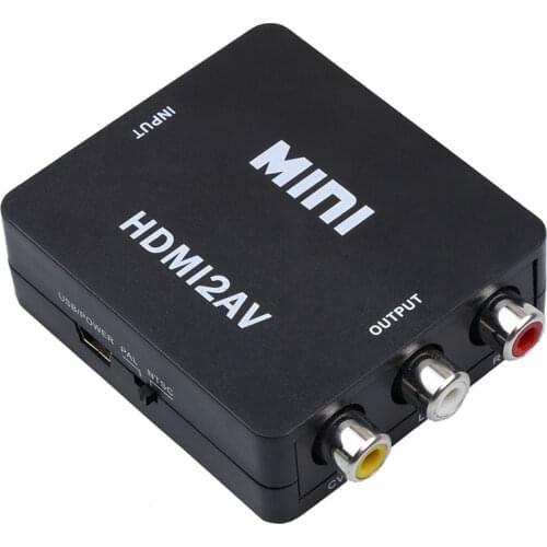 Kebidu HDMI compatible RCA to AV/CVSB L/R converter audio adapter 1080P 1920*1080 60Hz HDMI2AV supports NTSC PAL output