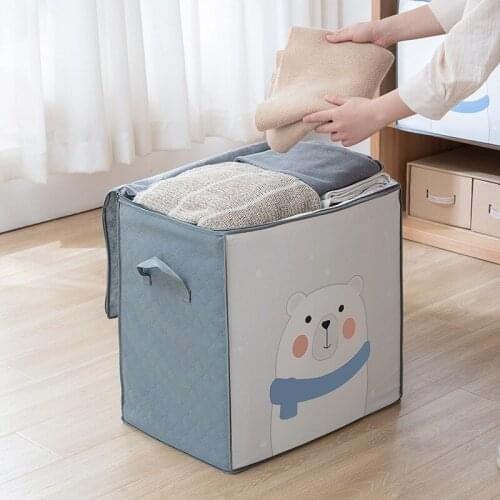 Storage Box Bag Organizer Clothes With Reinforced Handle Clothes Storage Bags Closet Cartoon Portable Move Home Accessories