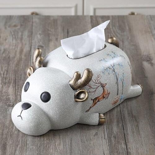 Nordic Minimalist Cute Deer Resin Tissue Box Living Room Desktop Pumping Box Modern Luxury Wedding Gift Napkin Case Decoration