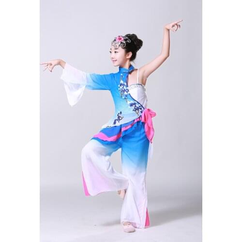 Chinese Folk Dance Costume Kids Stage Chinese Classical Fan Dance Costumes Yangko Dance for Child Umbrella Dance Clothing 89