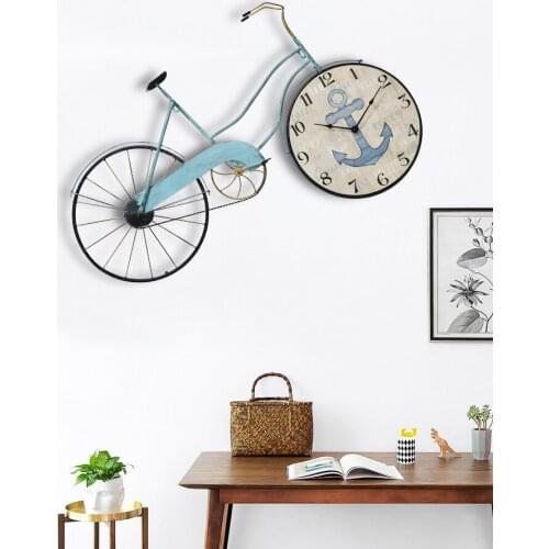 Creative art Modern Design Wall Clock Outdoor Bicycle Silent Metal Wall Clock Decor Bicycle Wandklok Groot Hanging Clock BA1