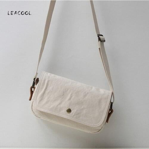 LEACOOL Canvas Women Small Crossbody Bag Casual Student Girls Messenger Bags Vintage Ladies Phone Purse Handbag Shoulder Bag