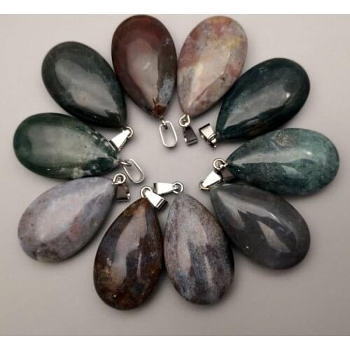 Fashion natural stone Water drop Indian agates Necklace pendant for Jewelry making 12pcs/lot Accessories Free shipping Wholesale
