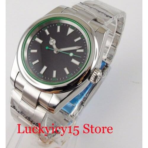 BLIGER Brand Business Automatic Men Watch Brushed Oyster Bracelet Sapphire Crystal Polished Case Luminous Marks MIYOTA 8215