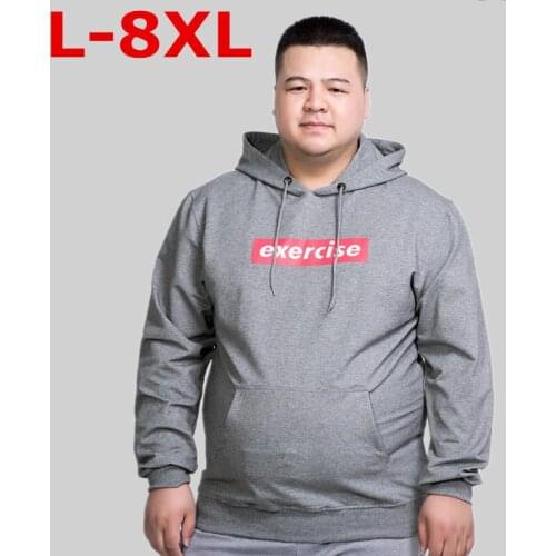 New Plus size 8XL 7XL 6XL 5XL Brand Black Men Hoodies Solid Sling Male Sweatshirt Fashion Tracksuit Loose big size