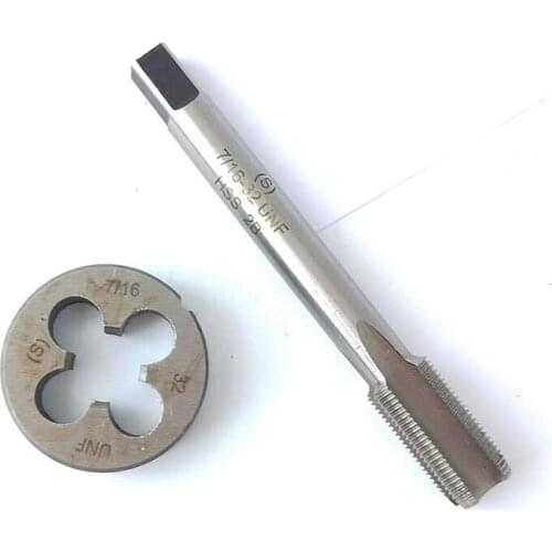 7/16-32 HSS Tap And Die Set, 4 Flutes Right Hand Thread Tap And Round Thread Die