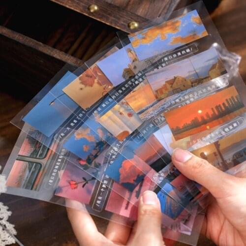 5 sheets Creative Landscape Clouds Moon Forest Dusk Bullet Journaling Accessories Deco Stickers Aesthetic Waterproof Stationery