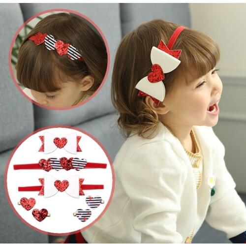 2018 new shinning and Artificial Leather heart headband INS hot girl Fashion Hair Accessory Bow Hair Grips 20ps/lot