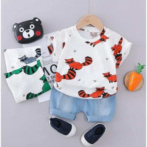 2021 summer new boys' suit childrens Cotton Fashion Casual Short Sleeve 2-piece boys' suit for 1-5 years old