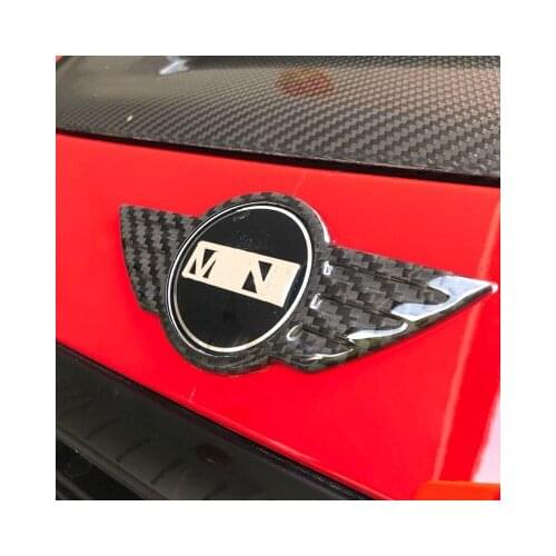Brand New Carbon Fiber Material UV Protected Mini Logo Front and Rear Emblem For Mini Cooper R56(2 Pcs/Set)