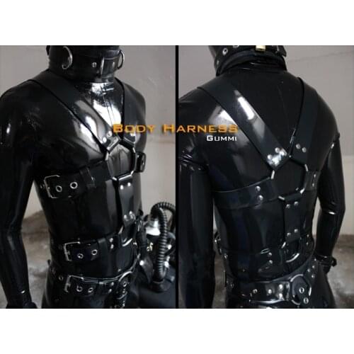 FErubber 021) Pure Handmade Real Leather Conquer Harness with Chest Strap Bondage Belt Fetish Equipment Fetish Wear