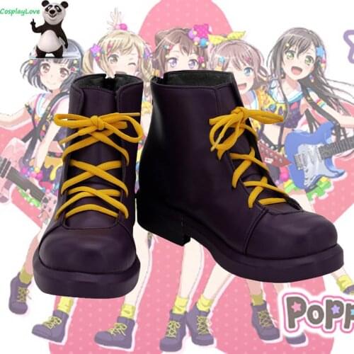 BanG Dream! Poppin'Party Kasumi Toyama Purple Shoes Cosplay Long Boots Leather Custom Made For Christmas