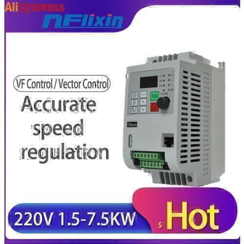Clearance sale!VFD Mini 1.5kw 2.2kw 4kw 5.5kw 7.5kw 220V 1 Phase input VFD 3 Phase Output Frequency Inverter For water pump