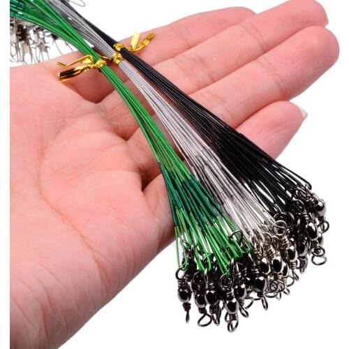 20pc/lot Steel Wire Leader with Swivel Anti-bite Fishing Line 15/20/25/30cm Fishing Accessory 3 Colors Olta Leadcore Leash