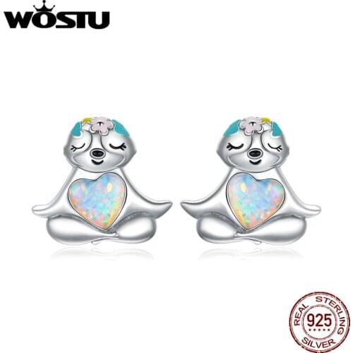 Wostu Real 925 Sterling Silver Stud Earrings Sloth Nails Earrings 925 Jewelry For Women Girl Wedding Fine Jewelry Gift DAE483