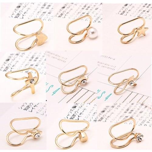 Moon Star Clip Earrings for Women Crystal Pearl Minimalist Female Cuff Earrings Jewelry Without Piercing Gift 2021 Simple Lovely