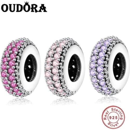 Sterling 925 Silver Zircon Spacer Charms Fit Original Pandora Charms Bracelet 925 Silver Charms DIY Jewelry Making Berloque