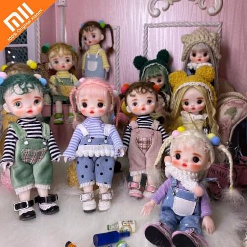Xiaomi 17cm BJD Doll Wool Roll Hair Dolls Movable Joint Handmade Makeup Doll DIY Toy Mini Pocket Doll Christmas Gift for Girls