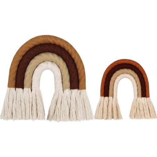 Nordic Home Weaving Rainbow Tapestry Cotton Hand-Woven Color Ornaments Childrens Room Decoration Tassel Wall Hanging