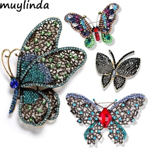 Muylinda Vintage Butterfly Rhinestone Brooch Big Insect Women Banquet Pins Clothes Jewelry Brooches And Pins Gift For Women