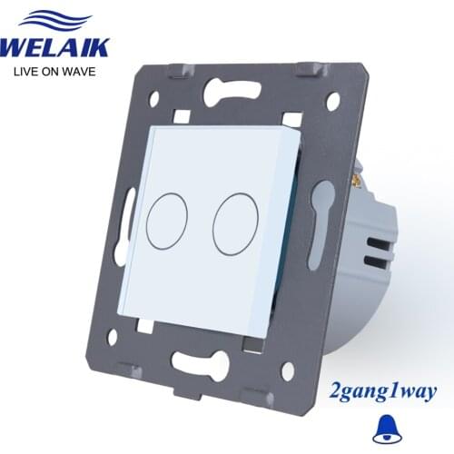WELAIK EU Glass-Panel Wall-Switch EU DoorBell-Touch Switch-DIY Parts-Light-Switch 2gang-1way AC250V A921MLW
