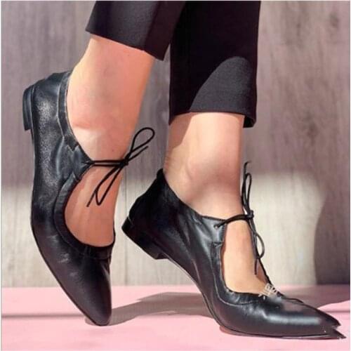 New 2020 European style Solid color Tip Anterior frenulum Shallow mouth Womens flat shoes Nude shoes